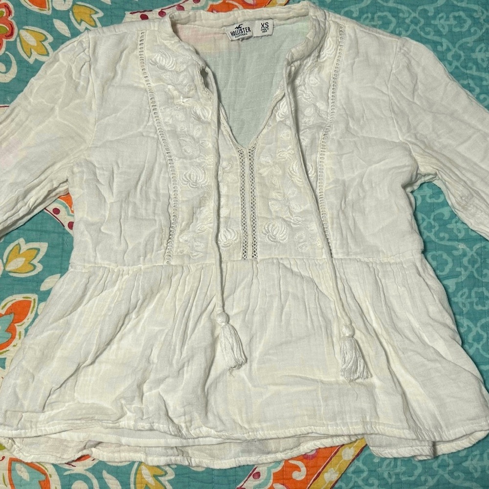 Hollister Cream Textured Top